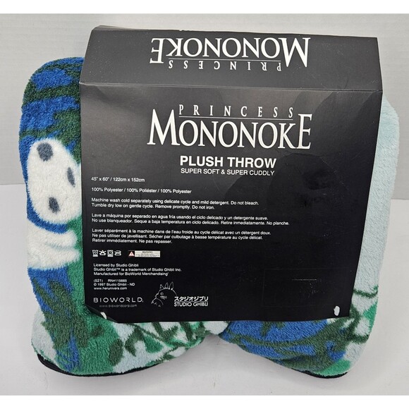 Studio Ghibli Princess Mononoke Throw Blanket Kodama Forest Spirits  45"×60" - Picture 3 of 6